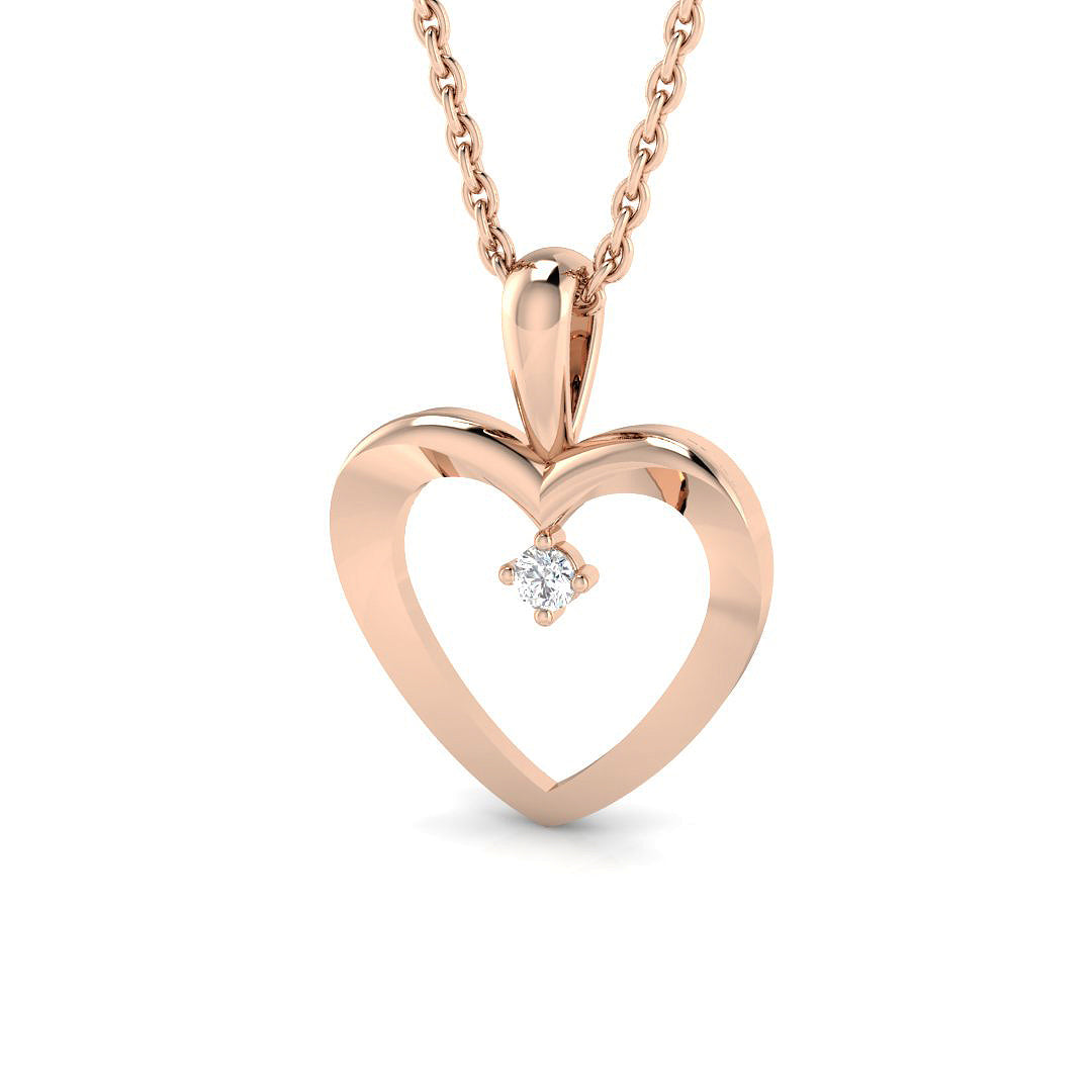 Heart Round Diamond Pendant in 10K/14K gold and platinum with certified lab-grown or natural diamonds