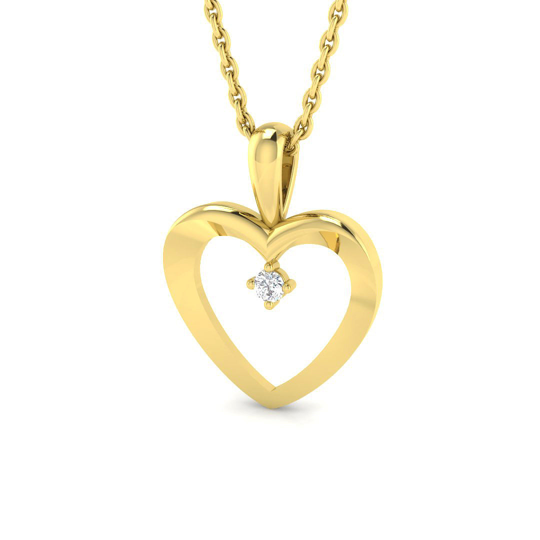 Heart Round Diamond Pendant in 10K/14K gold and platinum with certified lab-grown or natural diamonds