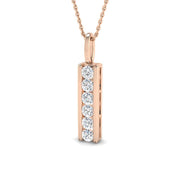 Natural Diamond Bar Pendant Necklace in 10K/14K gold and platinum with certified lab-grown or natural diamonds