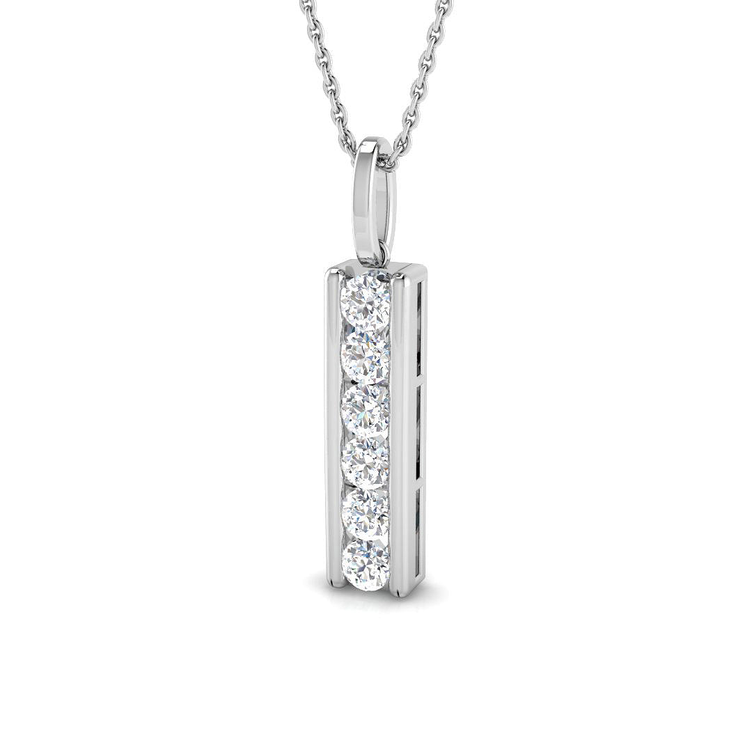 Natural Diamond Bar Pendant Necklace in 10K/14K gold and platinum with certified lab-grown or natural diamonds