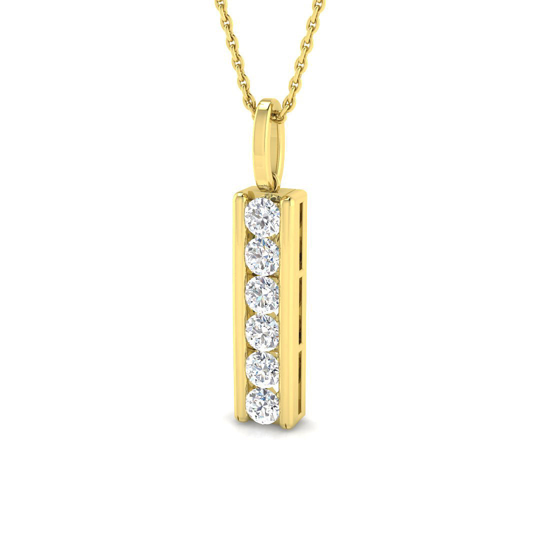 Natural Diamond Bar Pendant Necklace in 10K/14K gold and platinum with certified lab-grown or natural diamonds