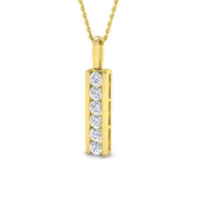 Natural Diamond Bar Pendant Necklace in 10K/14K gold and platinum with certified lab-grown or natural diamonds