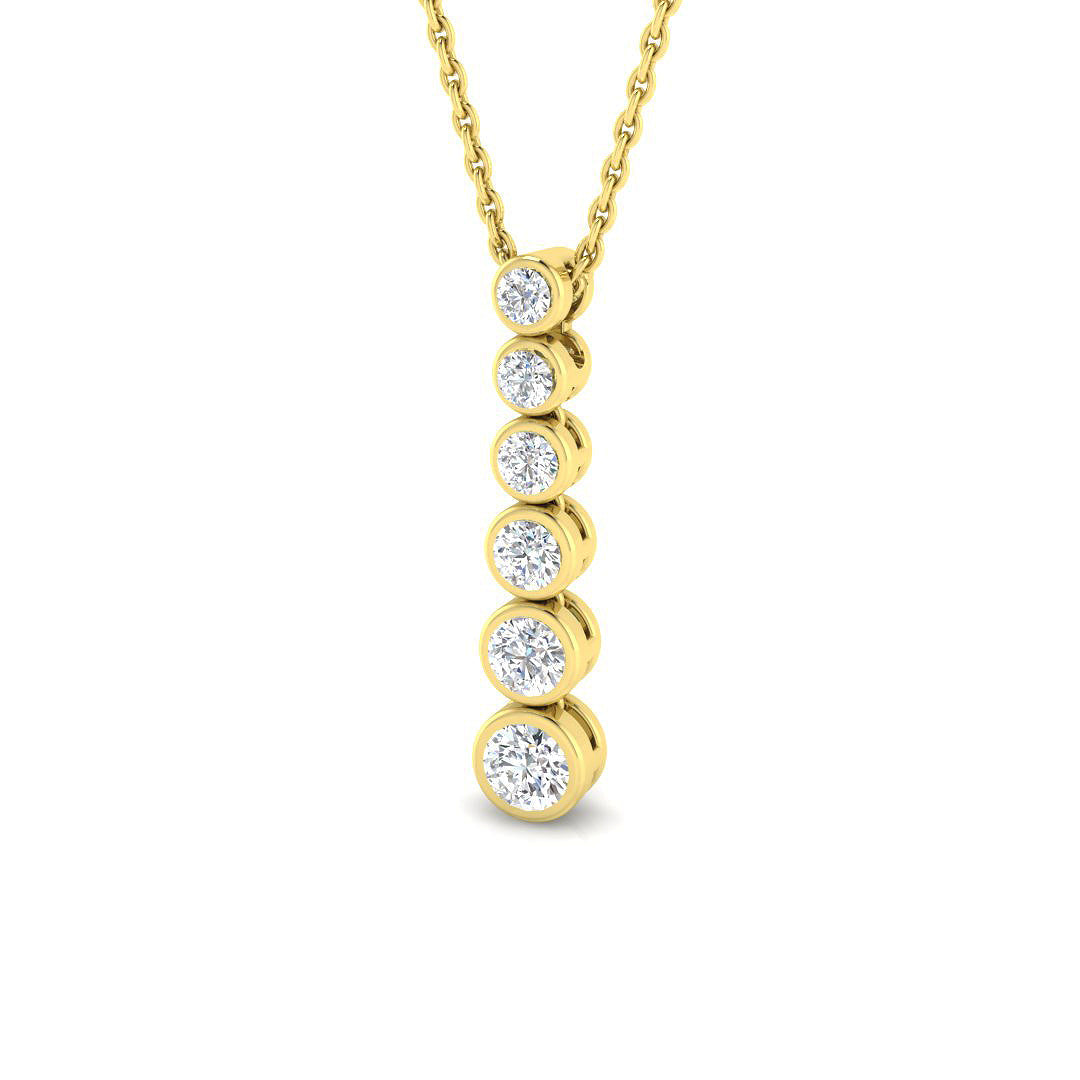 Five Stone Graduated Diamond Journey Pendant Necklace in 10K/14K gold and platinum with certified lab-grown or natural diamonds