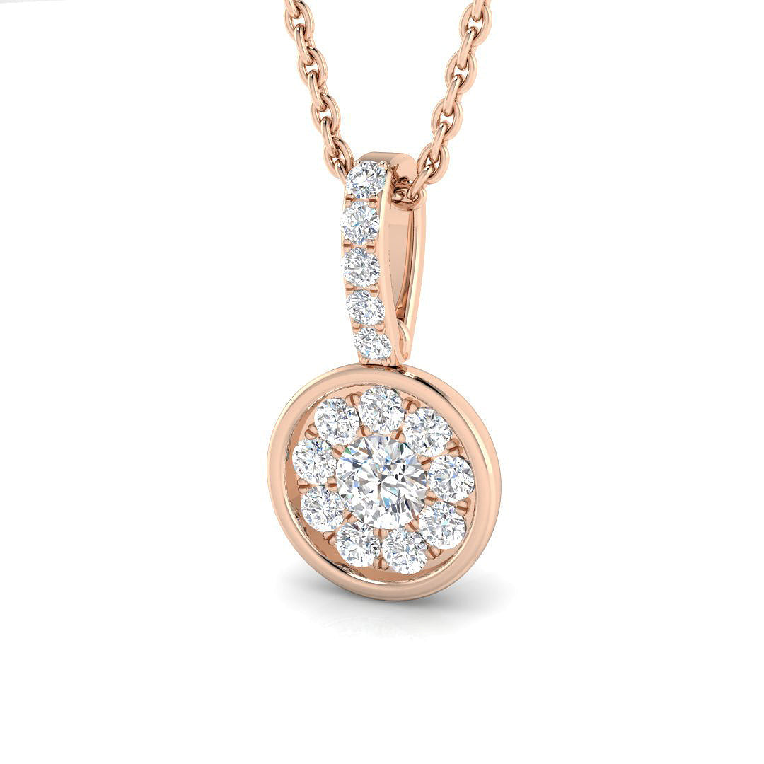 Round Diamond Cluster Pendant 0.3ct Gold (Without Chain ) in 10K/14K gold and platinum with certified lab-grown or natural diamonds