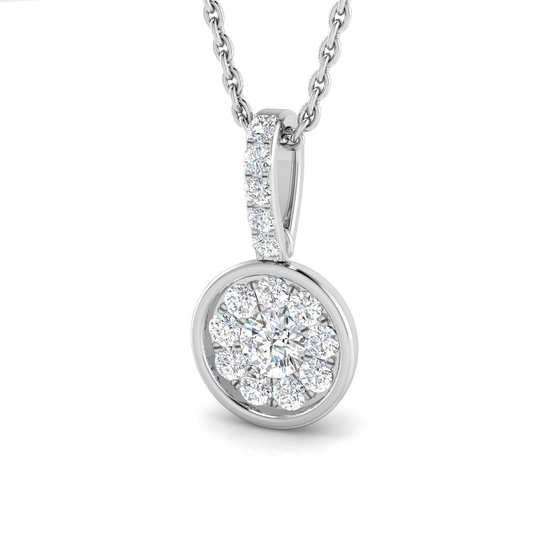 Round Diamond Cluster Pendant 0.3ct Gold (Without Chain ) in 10K/14K gold and platinum with certified lab-grown or natural diamonds