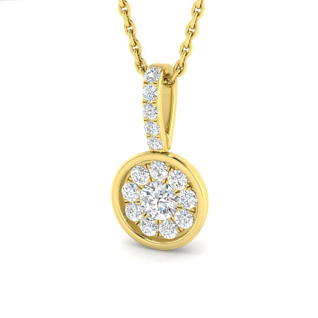 Round Diamond Cluster Pendant 0.3ct Gold (Without Chain ) in 10K/14K gold and platinum with certified lab-grown or natural diamonds
