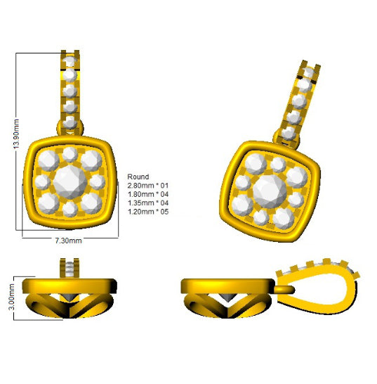 Square Diamond Pendant Necklace in 10K/14K gold and platinum with certified lab-grown or natural diamonds