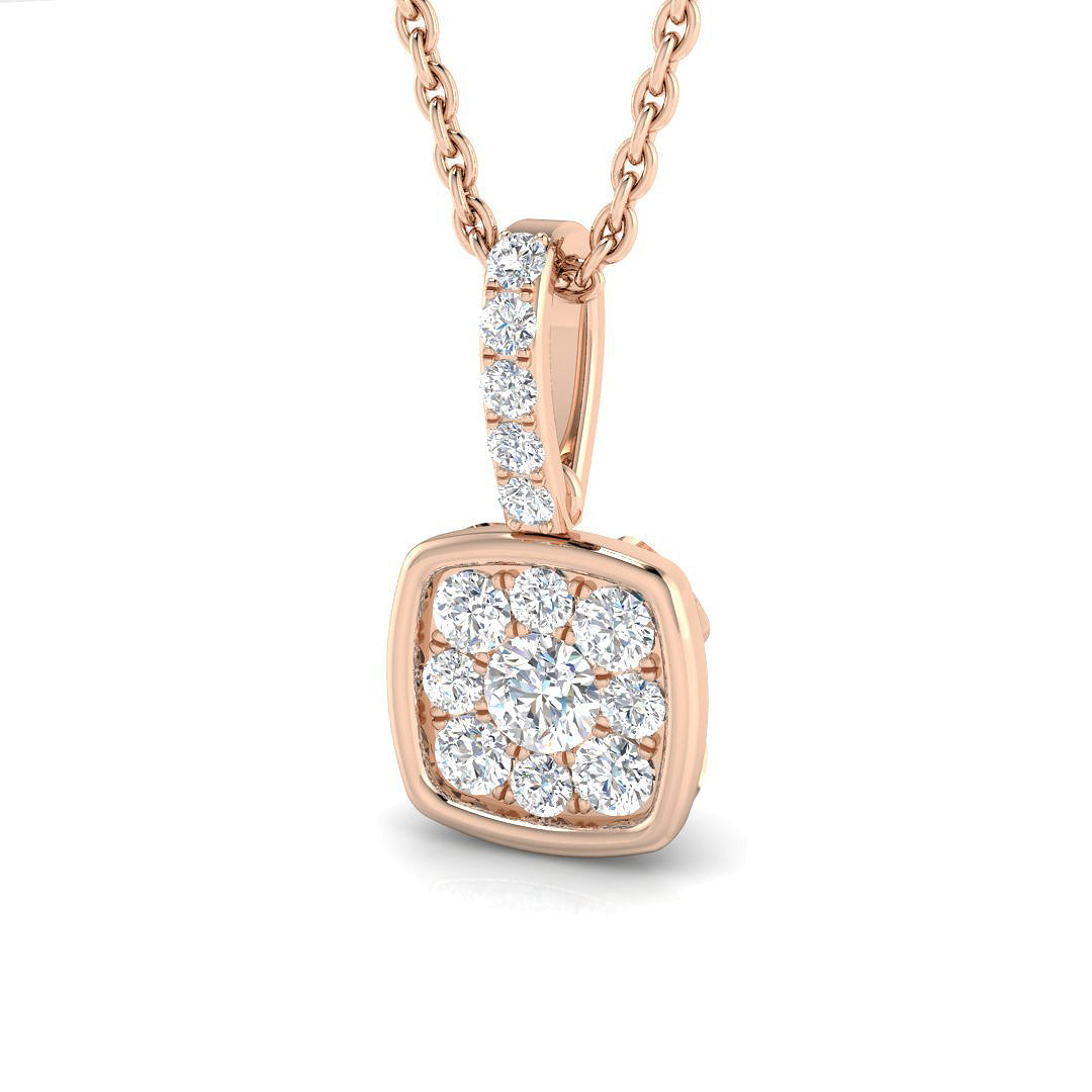 Square Diamond Pendant Necklace in 10K/14K gold and platinum with certified lab-grown or natural diamonds