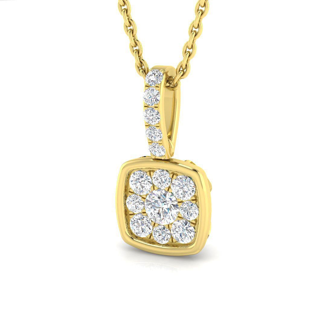 Square Diamond Pendant Necklace in 10K/14K gold and platinum with certified lab-grown or natural diamonds