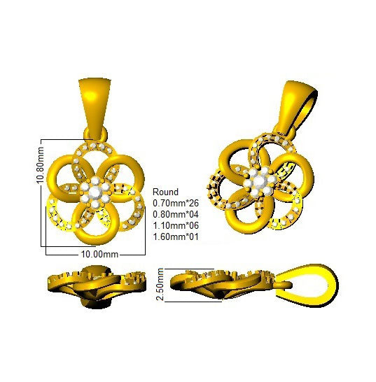 Floral Diamond Pendant0.1ct to 0.33ct Gold (Without Chain ) in 10K/14K gold and platinum with certified lab-grown or natural diamonds