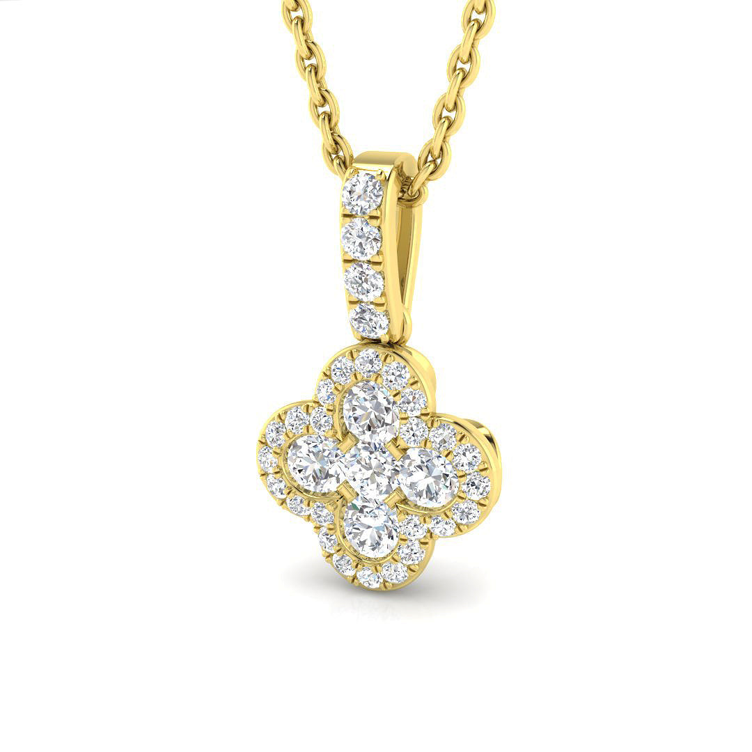Luxury Diamond Flower Pendant Necklace Without Chain in 10K/14K gold and platinum with certified lab-grown or natural diamonds