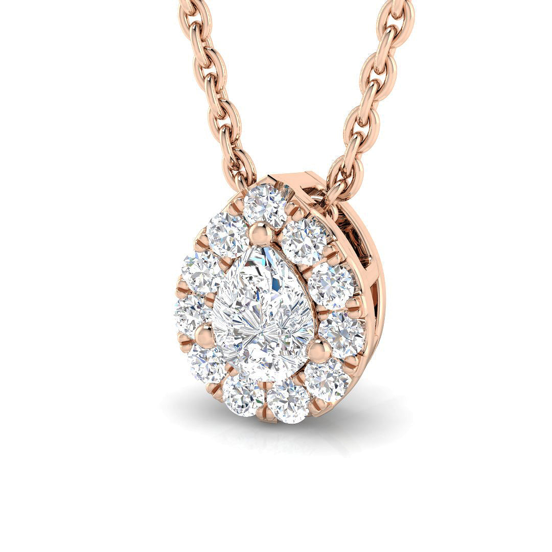 Pear Diamond Pendant Necklace 0.2ct to 0.3ct in 10K/14K gold and platinum with certified lab-grown or natural diamonds