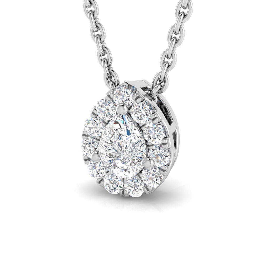 Pear Diamond Pendant Necklace 0.2ct to 0.3ct in 10K/14K gold and platinum with certified lab-grown or natural diamonds
