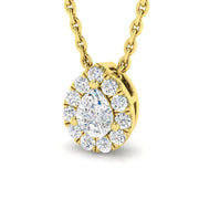 Pear Diamond Pendant Necklace 0.2ct to 0.3ct in 10K/14K gold and platinum with certified lab-grown or natural diamonds
