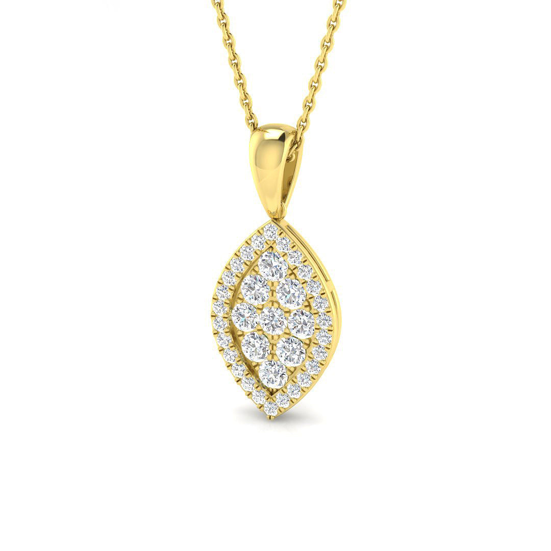 Marquise Diamond Cluster Pendant 0.5ct Gold Without Chain in 10K/14K gold and platinum with certified lab-grown or natural diamonds