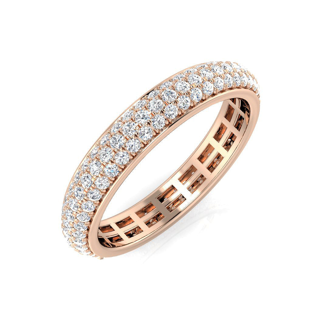 1carat Lab Grown Round Diamond Three Row Pave Full Eternity Ring in 10K/14K gold and platinum with certified lab-grown or natural diamonds