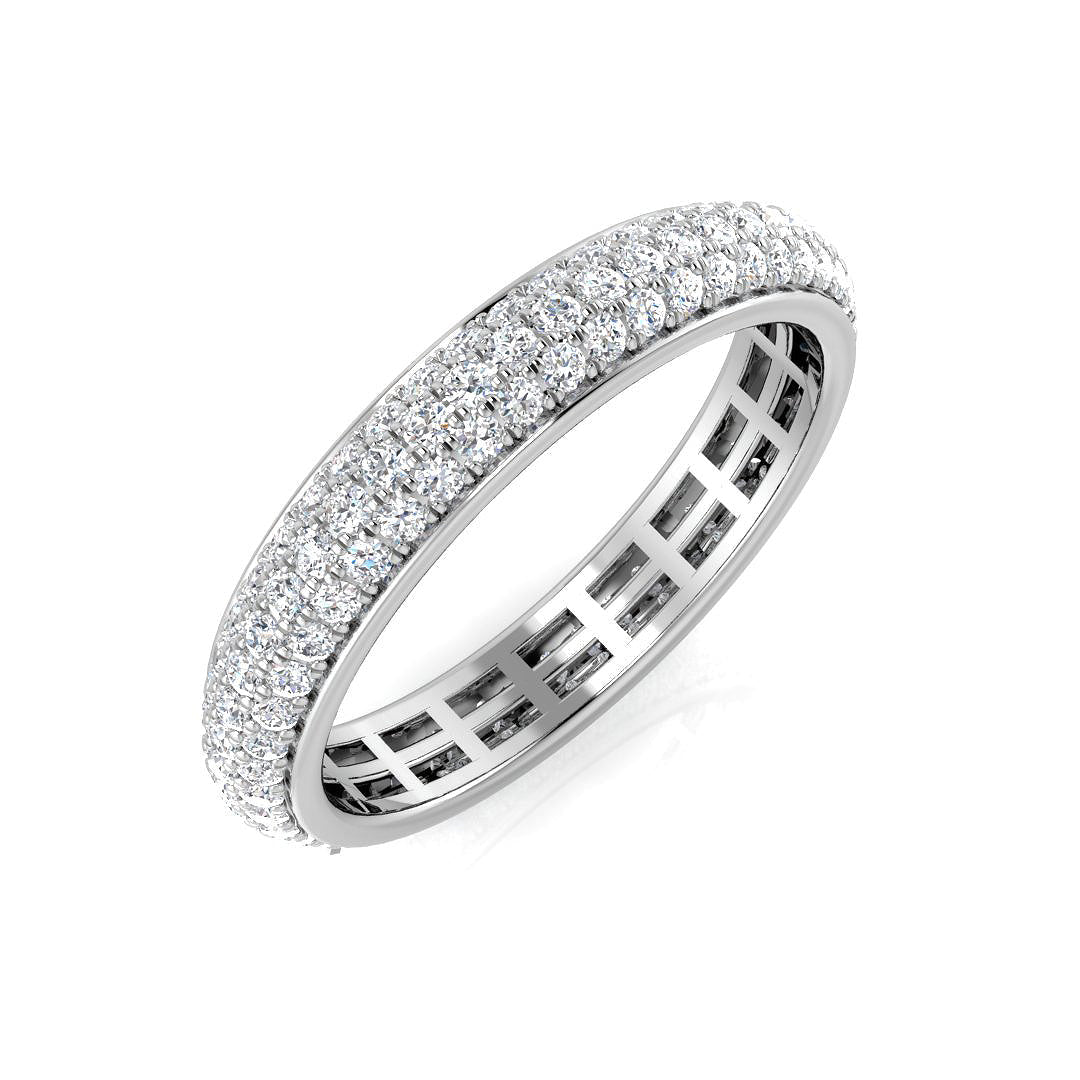 1carat Lab Grown Round Diamond Three Row Pave Full Eternity Ring in 10K/14K gold and platinum with certified lab-grown or natural diamonds