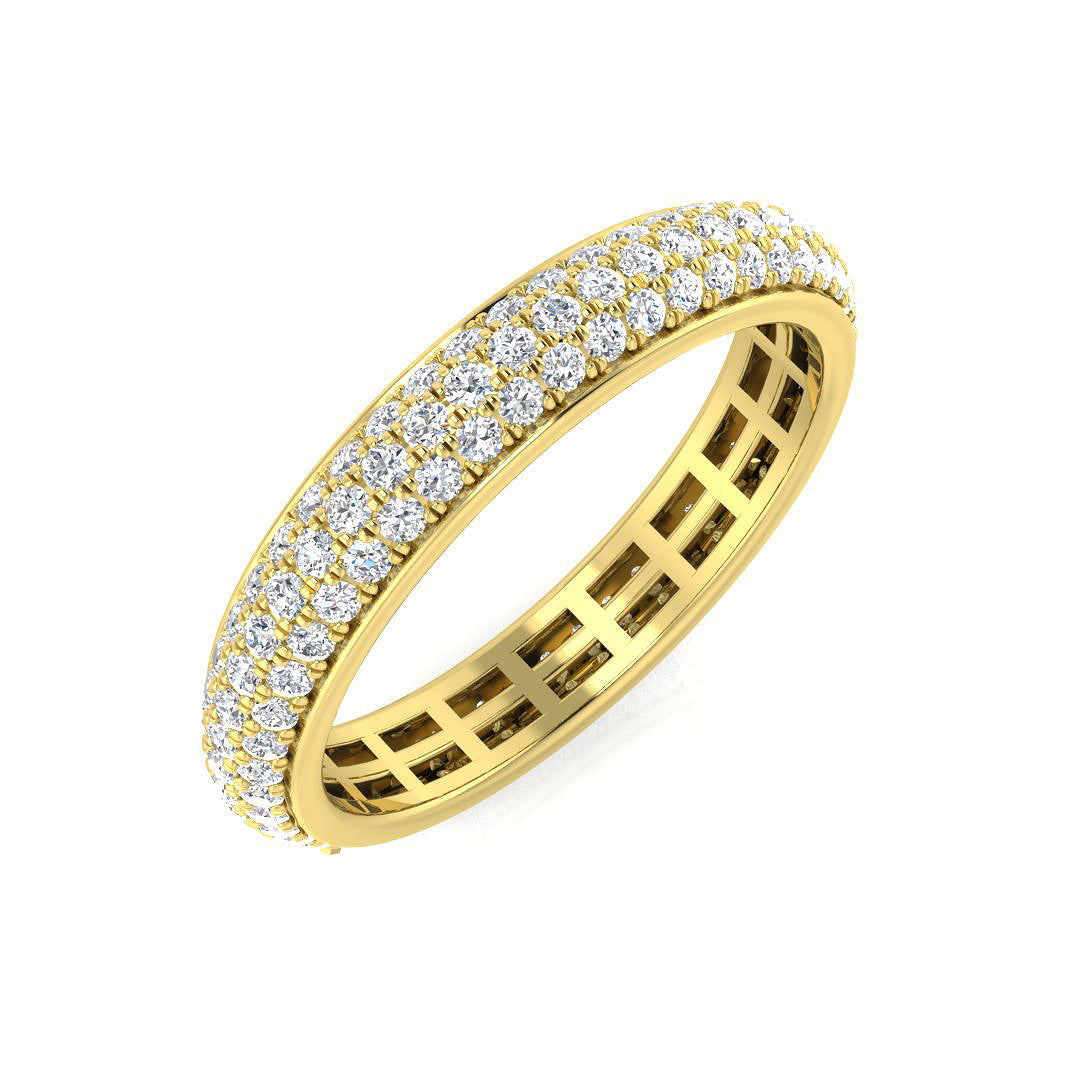 1carat Lab Grown Round Diamond Three Row Pave Full Eternity Ring in 10K/14K gold and platinum with certified lab-grown or natural diamonds