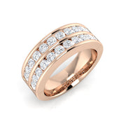 Lab-Grown Double Row Diamond Channel Set Half Eternity Ring in 10K/14K gold and platinum with certified lab-grown or natural diamonds