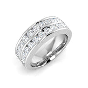 Lab-Grown Double Row Diamond Channel Set Half Eternity Ring in 10K/14K gold and platinum with certified lab-grown or natural diamonds