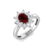Ruby Halo Engagement Ring with Diamond Cluster - Gold & in 10K/14K gold and platinum with certified lab-grown or natural diamonds