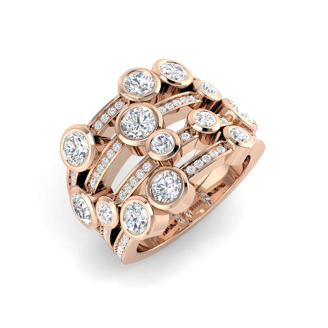 Diamond Bubble Cluster Ring in 10K/14K gold and platinum with certified lab-grown or natural diamonds