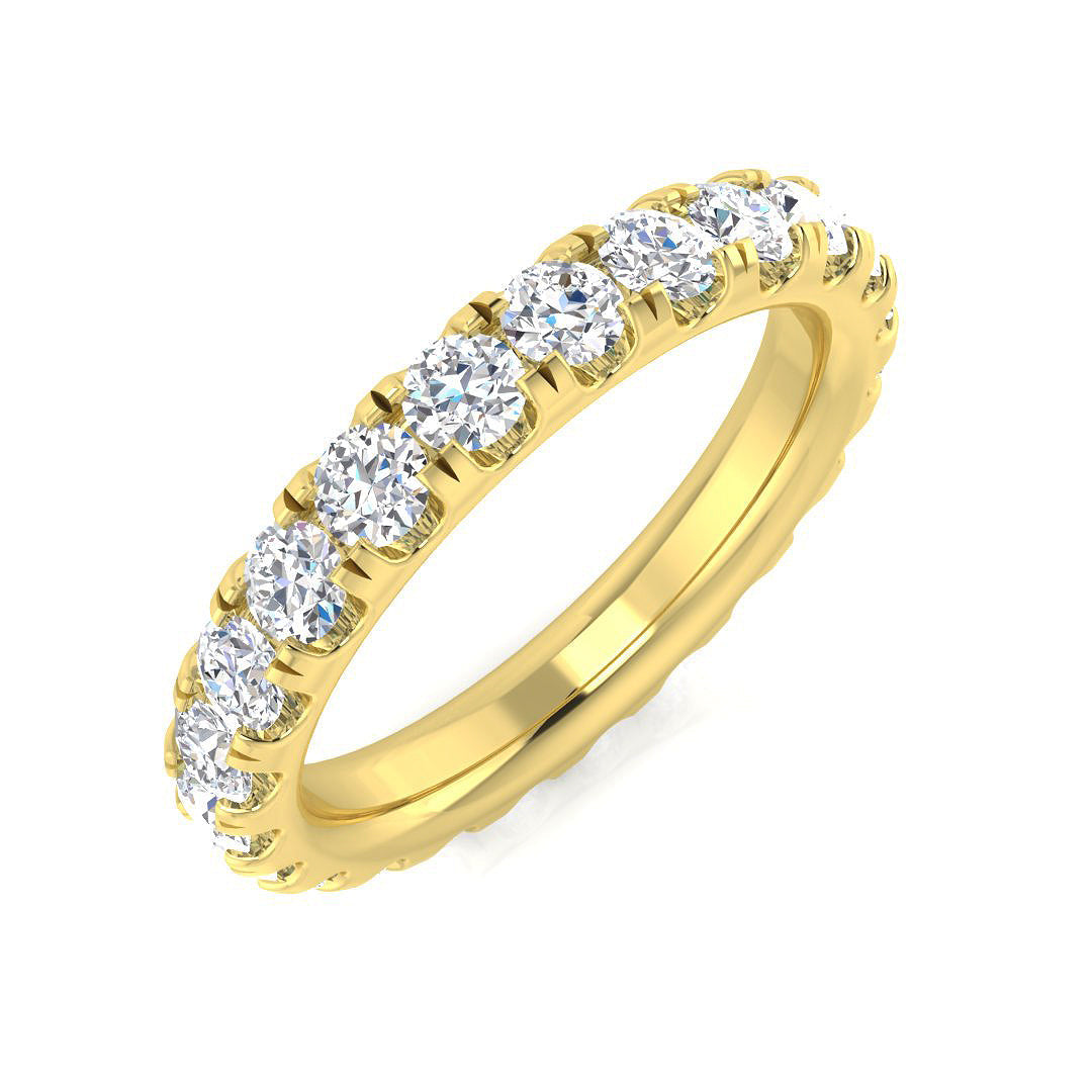 Lab-Grown Diamond Full Eternity Ring Claw Set Wedding Band UK Hallmarked in 10K/14K gold and platinum with certified lab-grown or natural diamonds