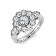 Vintage Diamond Cluster Flower Ring in 10K/14K gold and platinum with certified lab-grown or natural diamonds