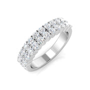 Premium Platinum Multi-Row Round Lab Grown Diamond Cluster Band Ring - Wide Statement Ring in 10K/14K gold and platinum with certified lab-grown or natural diamonds