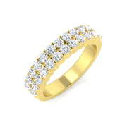 Premium Platinum Multi-Row Round Lab Grown Diamond Cluster Band Ring - Wide Statement Ring in 10K/14K gold and platinum with certified lab-grown or natural diamonds