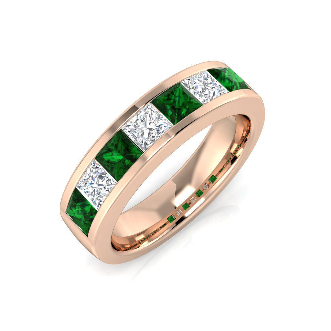 Diamond Half Eternity Ring in 10K/14K gold and platinum with certified lab-grown or natural diamonds