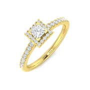 Diamond Princess Cut Halo Ring in 10K/14K gold and platinum with certified lab-grown or natural diamonds