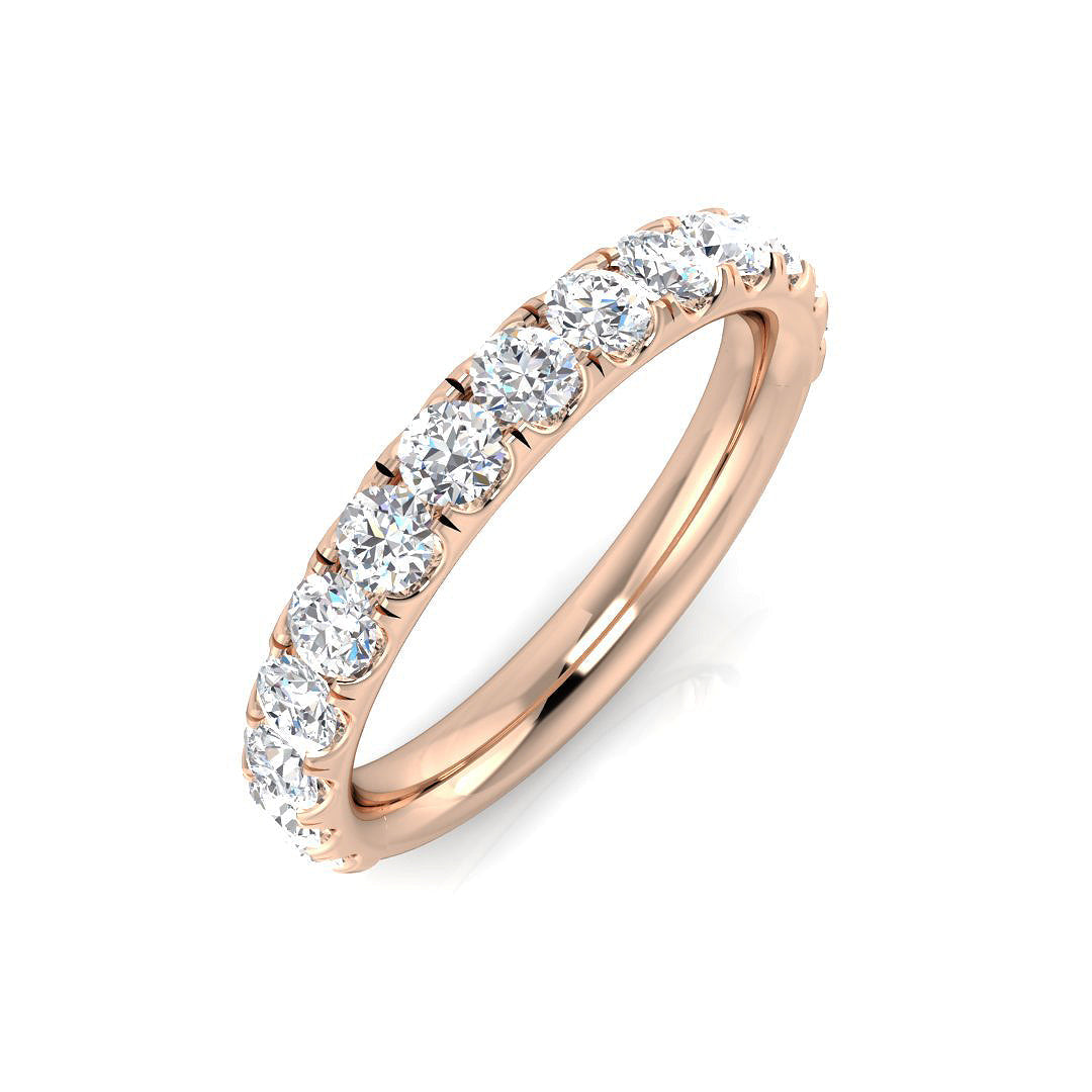 Round Cut Diamond Half Eternity Ring in 10K/14K gold and platinum with certified lab-grown or natural diamonds
