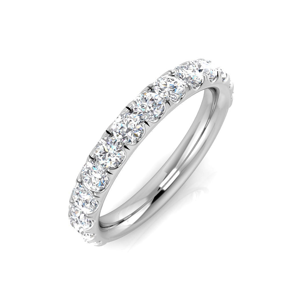 Round Cut Diamond Half Eternity Ring in 10K/14K gold and platinum with certified lab-grown or natural diamonds
