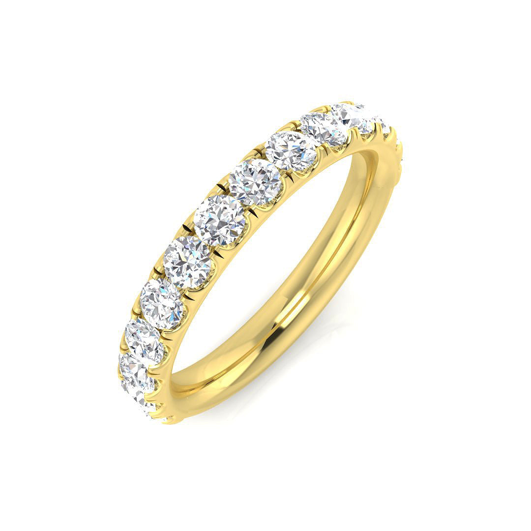 Round Cut Diamond Half Eternity Ring in 10K/14K gold and platinum with certified lab-grown or natural diamonds