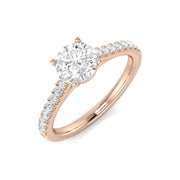 Round Diamond Side Stone Ring in 10K/14K gold and platinum with certified lab-grown or natural diamonds