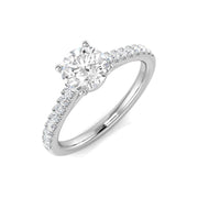 Round Diamond Side Stone Ring in 10K/14K gold and platinum with certified lab-grown or natural diamonds