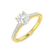 Round Diamond Side Stone Ring in 10K/14K gold and platinum with certified lab-grown or natural diamonds