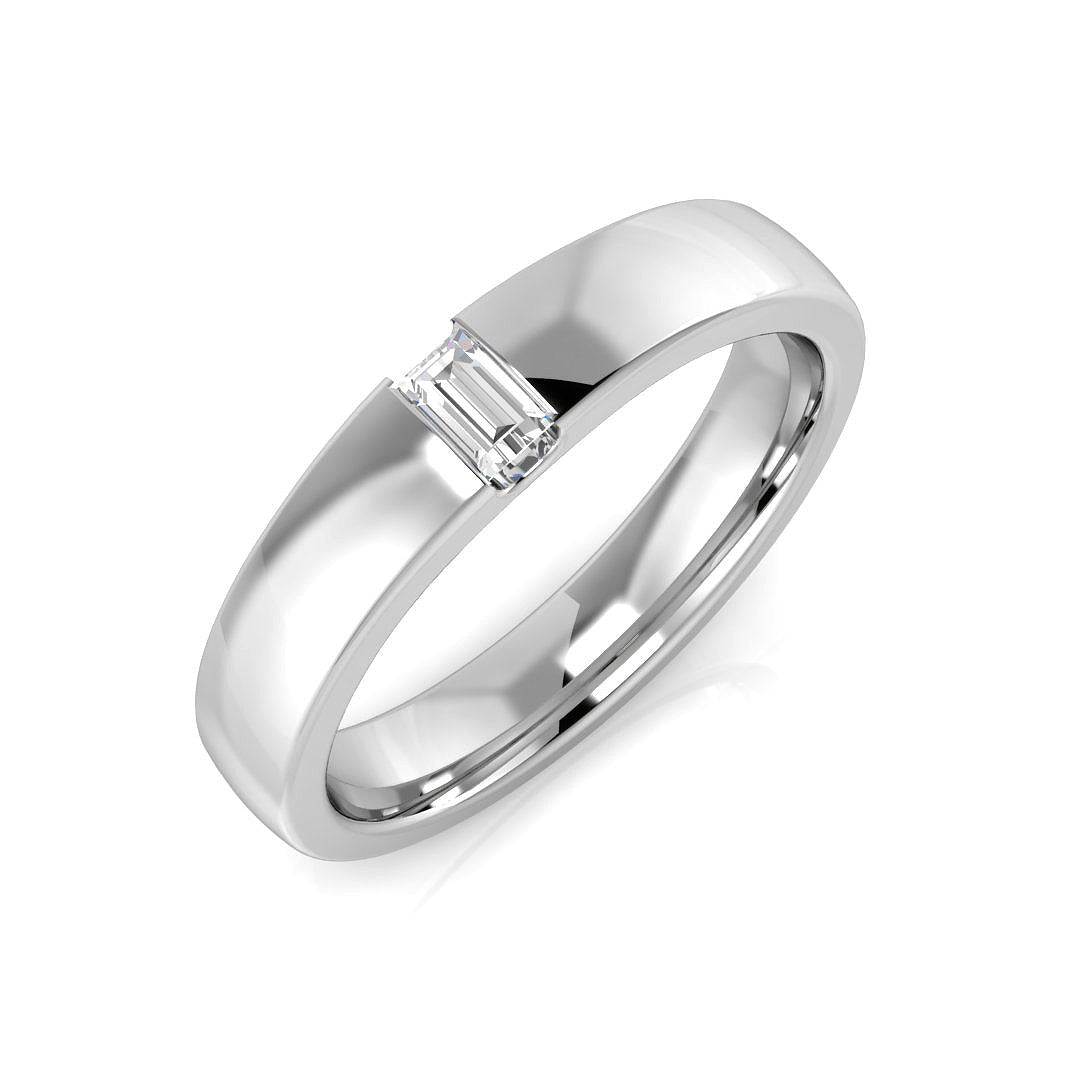 Baguette Cut Diamond Flush Set Wedding Band with Comfort Fit in 10K/14K gold and platinum with certified lab-grown or natural diamonds