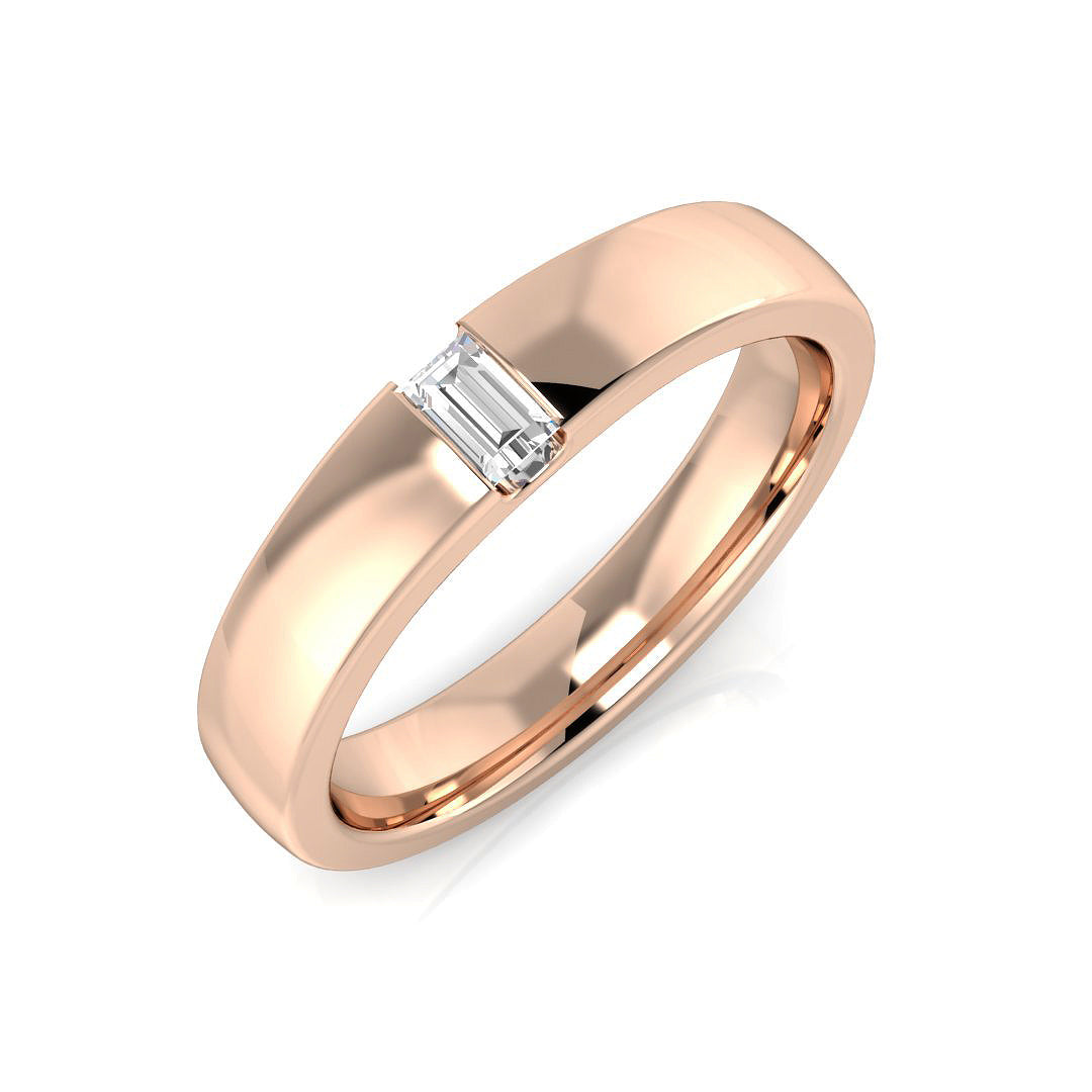 Baguette Cut Diamond Flush Set Wedding Band with Comfort Fit in 10K/14K gold and platinum with certified lab-grown or natural diamonds