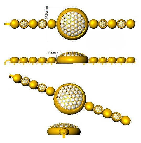 Lab Created Round Cut Fancy Beaded Cluster Set Diamond Bracelet in 10K/14K gold and platinum with certified lab-grown or natural diamonds