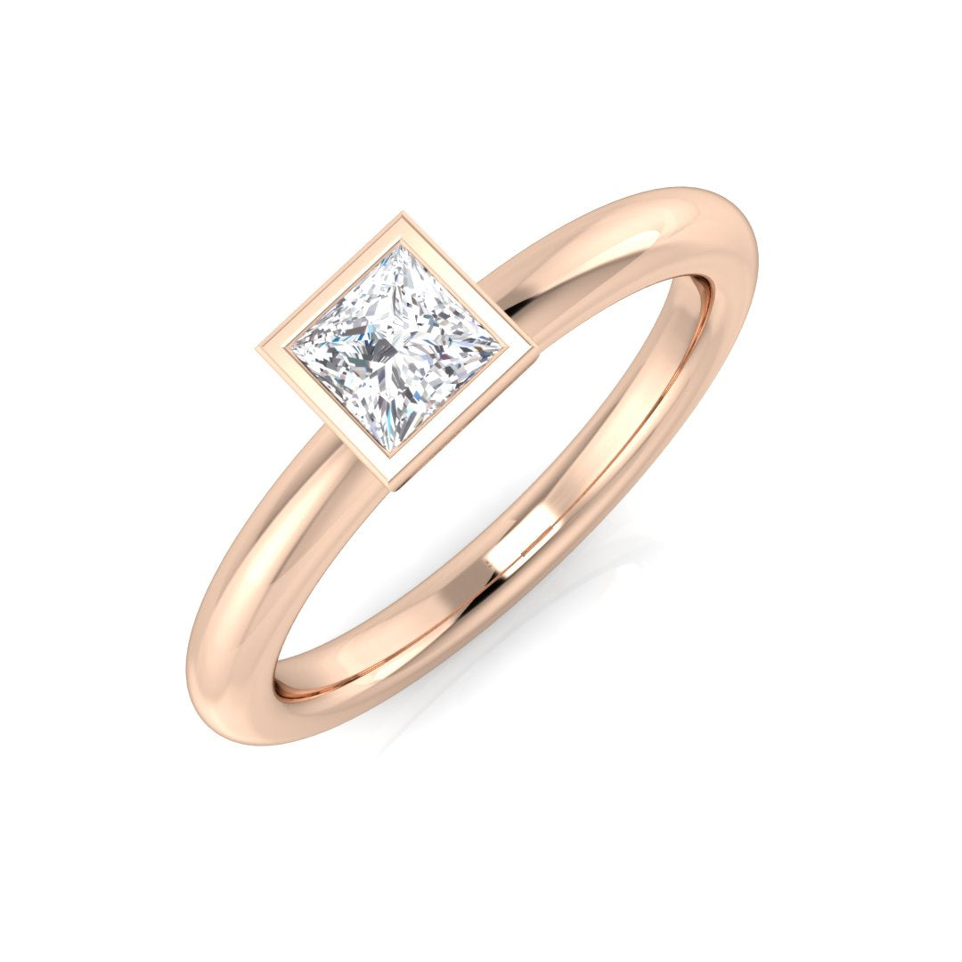 Princess Cut Diamond Solitaire Ring in 10K/14K gold and platinum with certified lab-grown or natural diamonds
