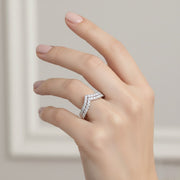 Double Row Diamond Wishbone Ring in 10K/14K gold and platinum with certified lab-grown or natural diamonds