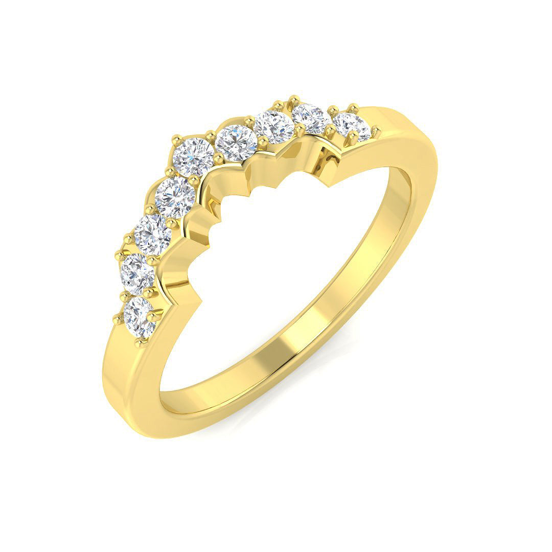 Scalloped Diamond Wishbone Ring in 10K/14K gold and platinum with certified lab-grown or natural diamonds