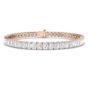 Emerald Cut Natural Diamond Tennis Bracelet or Solid Gold with Box Clasp in 10K/14K gold and platinum with certified lab-grown or natural diamonds