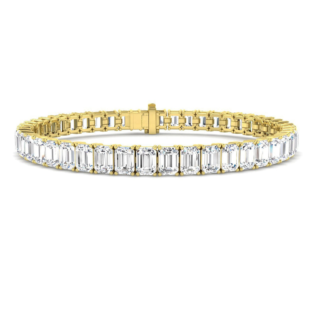 Emerald Cut Natural Diamond Tennis Bracelet or Solid Gold with Box Clasp in 10K/14K gold and platinum with certified lab-grown or natural diamonds