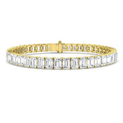 Emerald Cut Natural Diamond Tennis Bracelet or Solid Gold with Box Clasp in 10K/14K gold and platinum with certified lab-grown or natural diamonds