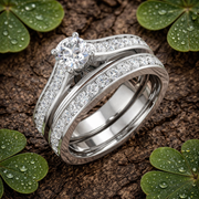 Lab-Grown Diamond Engagement Ring & Matching Wedding Band Set in 10K/14K gold and platinum with certified lab-grown or natural diamonds