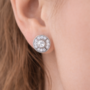 Elegant Vintage Round Diamond Stud Earrings in 10K/14K gold and platinum with certified lab-grown or natural diamonds