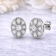 Lab & Natural Diamond Vintage Round Cut Stud Earrings in 10K/14K gold and platinum with certified lab-grown or natural diamonds